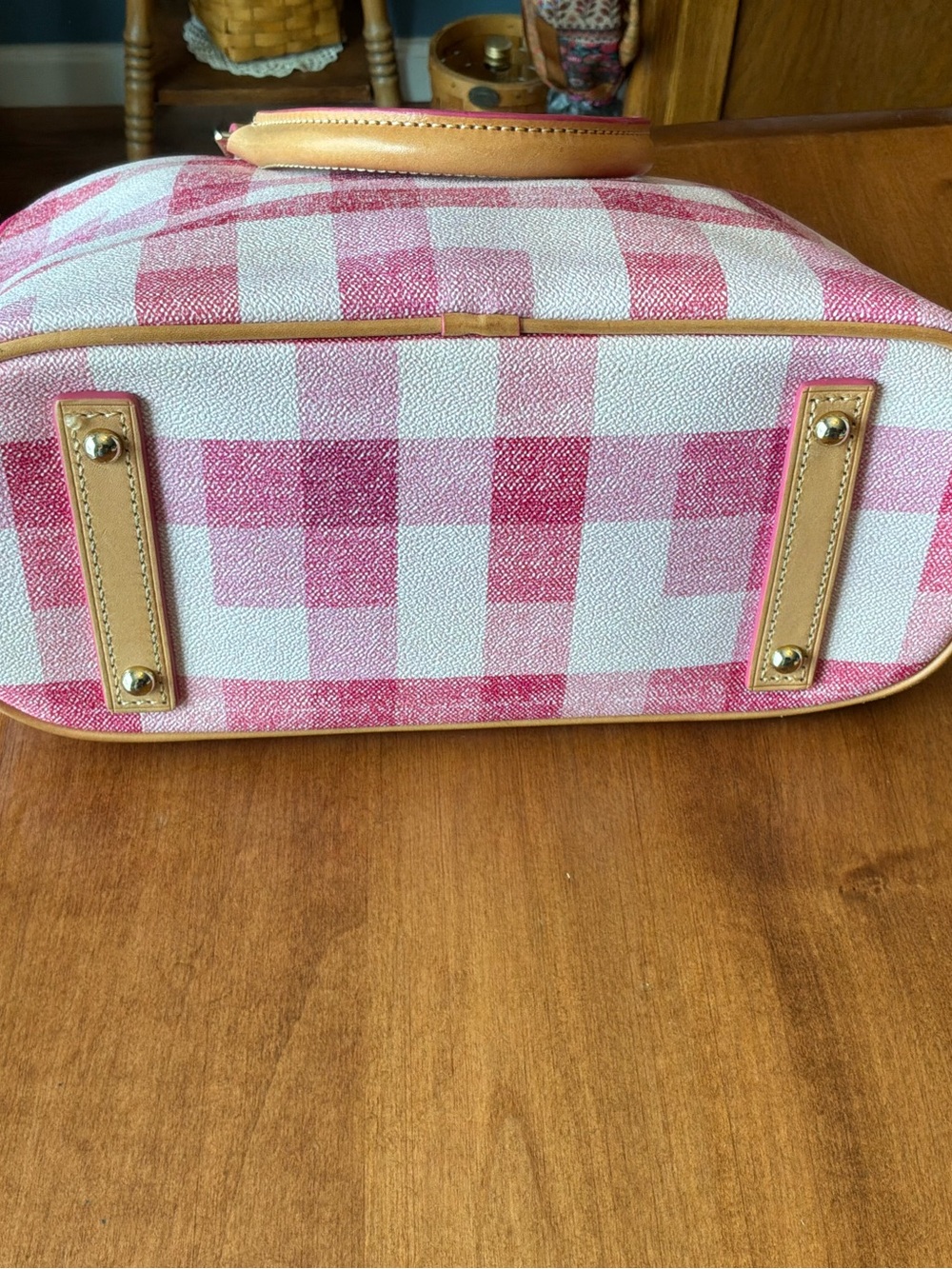 Dooney & Bourke Pink Quadretto Gingham Plaid Zip Zip Satchel - Picture 4 of 13